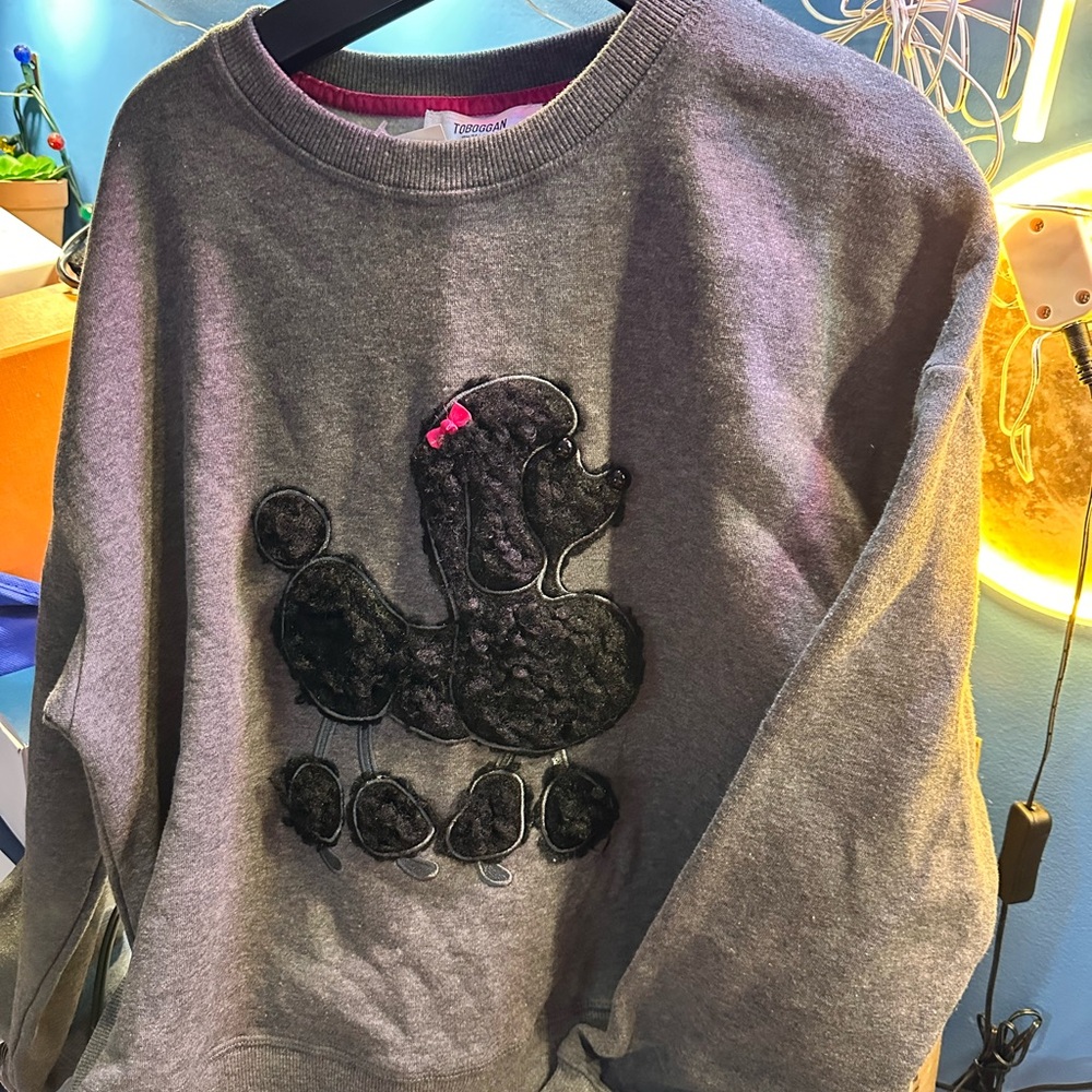 Gray Sweatshirt with Poodle Design - Picture 2 of 4